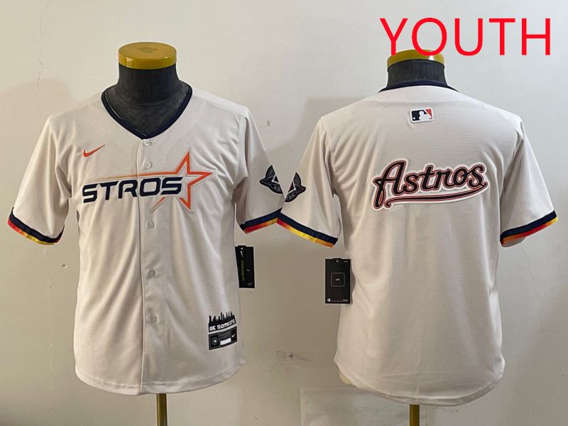 Youth Houston Astros Blank Cream three generations Joint Name 2025 Nike MLB Jersey style 41415->youth mlb jersey->Youth Jersey